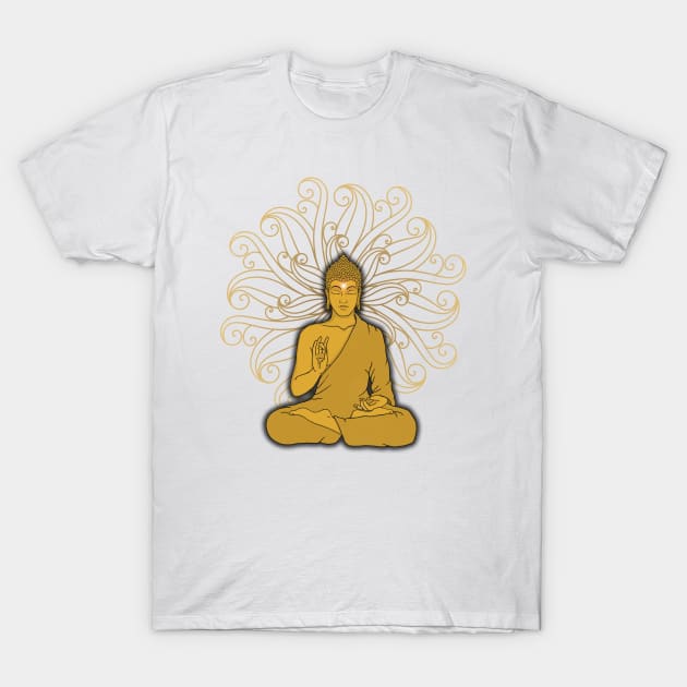 Mandala Golden Buddha T-Shirt by MandalaSoul